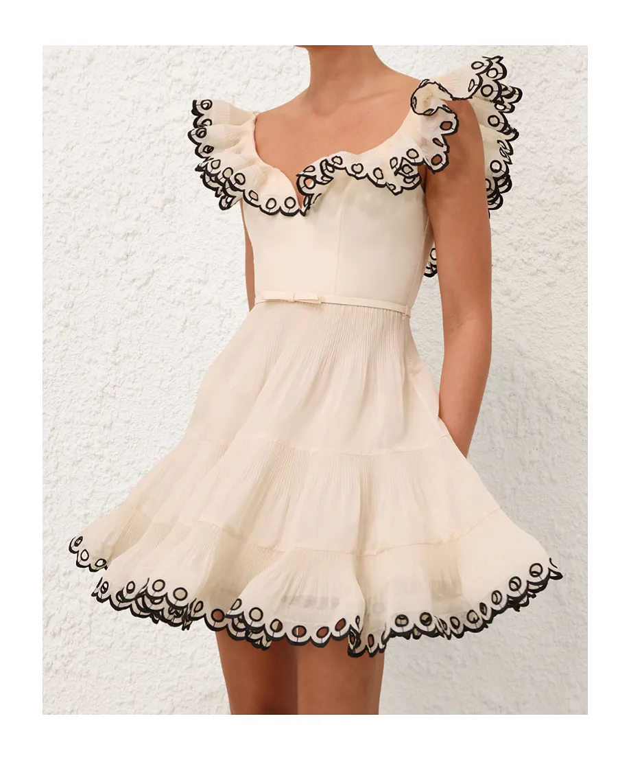 Zimmermann Embroidered Frilled Mini Dress