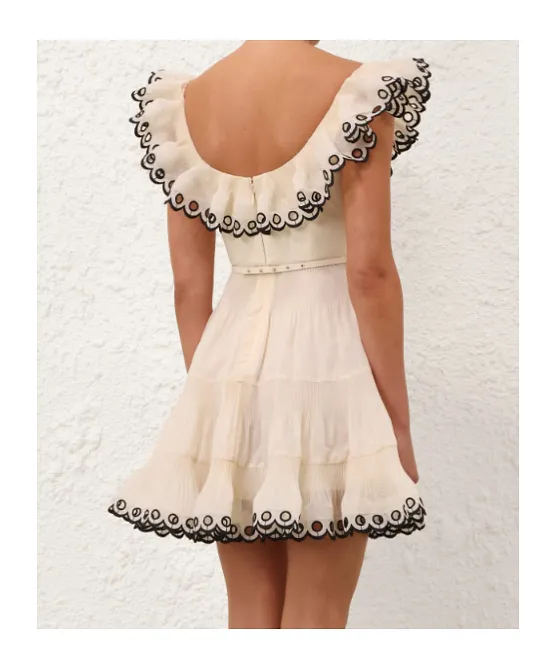 Zimmermann Embroidered Frilled Mini Dress