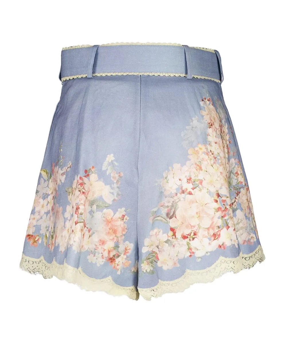 Zimmermann Floral Printed Pleated Belted Shorts