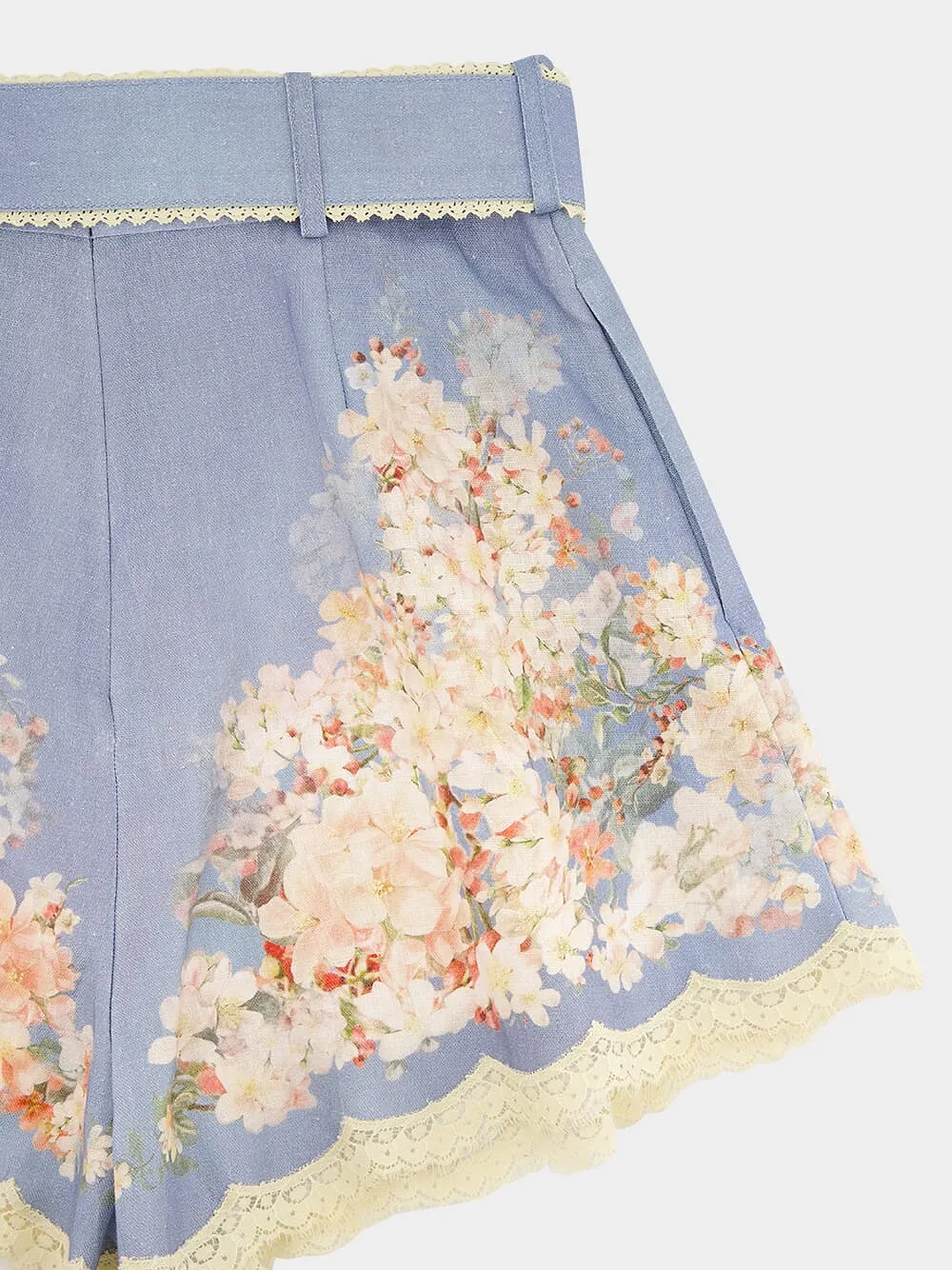 Zimmermann Floral Printed Pleated Belted Shorts