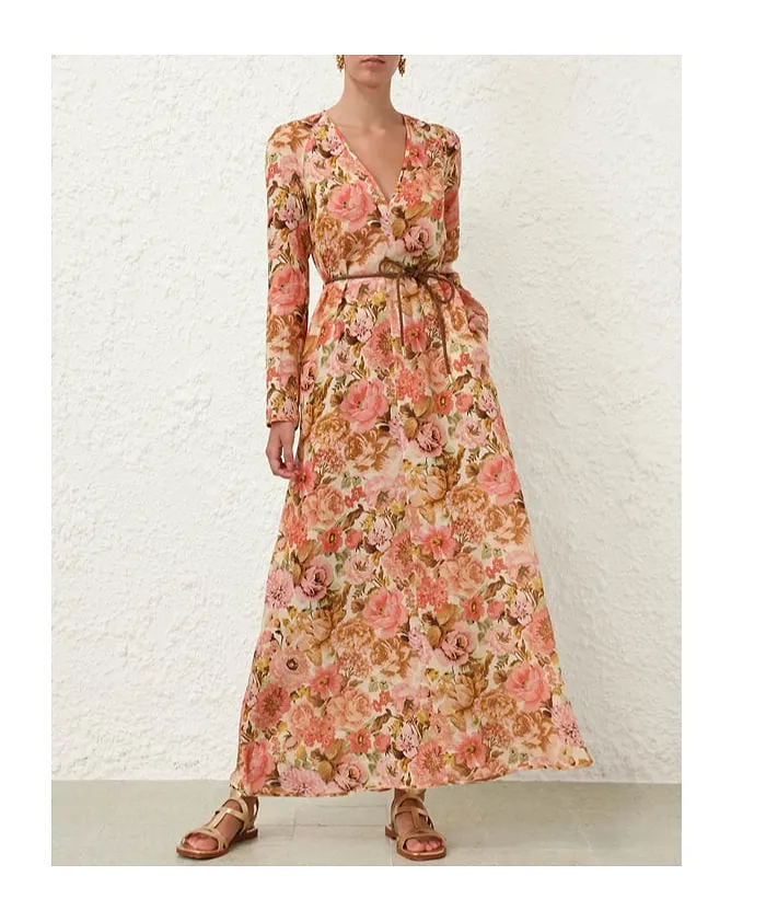 Zimmermann Floral Printed Plunge Maxi Dress