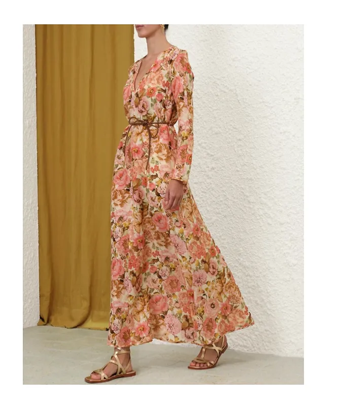 Zimmermann Floral Printed Plunge Maxi Dress