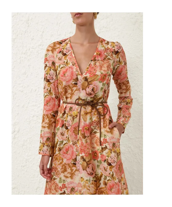 Zimmermann Floral Printed Plunge Maxi Dress