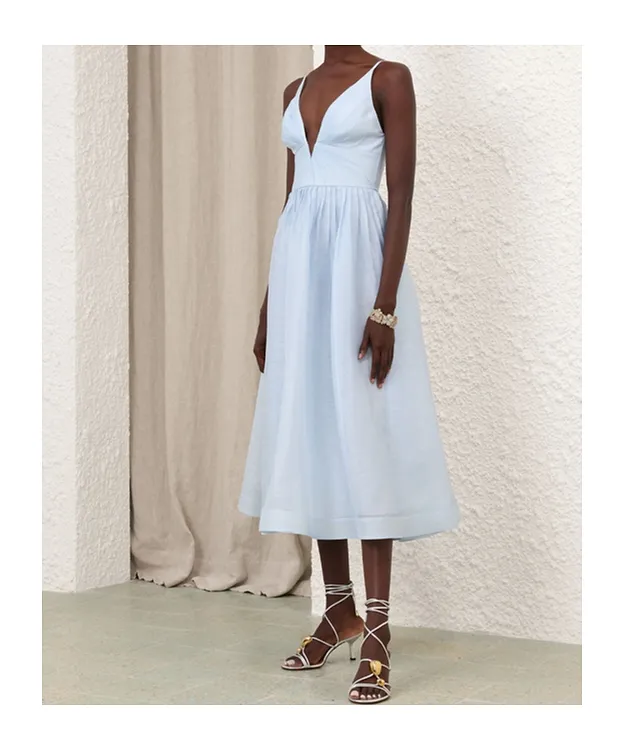 Zimmermann Illuminate V-Neck Midi Dress