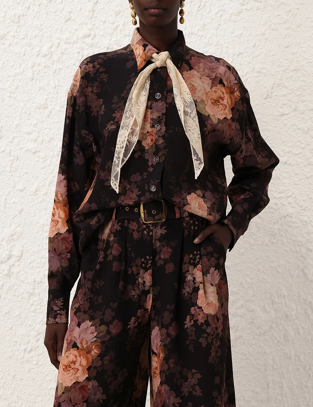 Zimmermann Illustration Lace Scarf Shirt