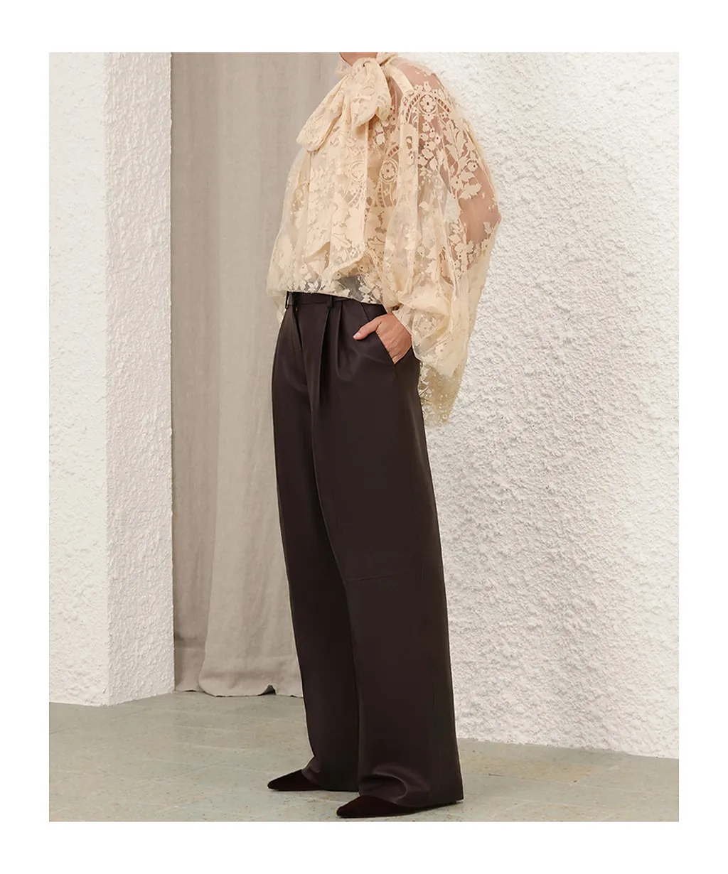 Zimmermann Illustration Wide-Leg Leather Pants