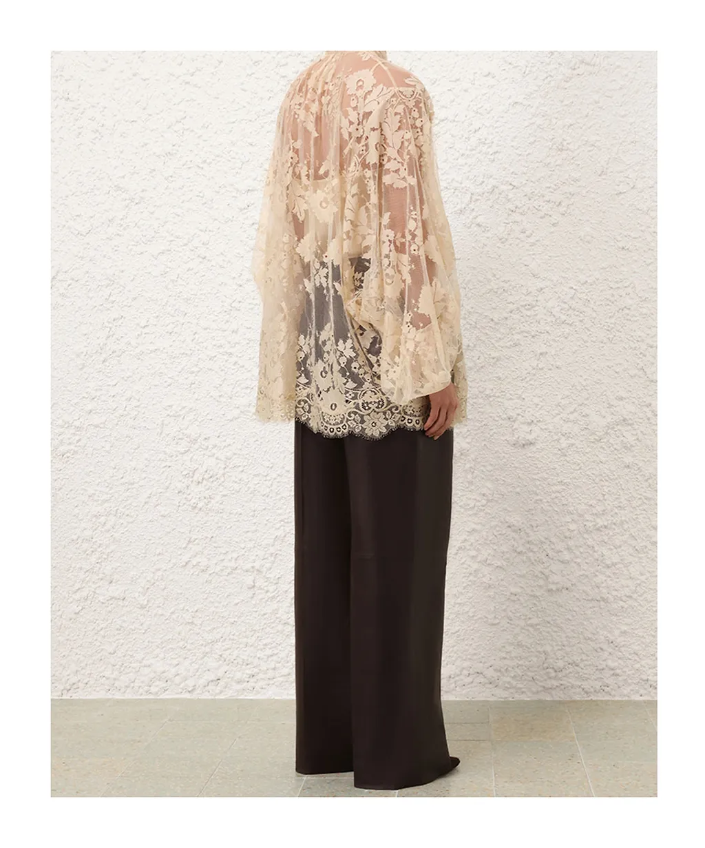 Zimmermann Illustration Wide-Leg Leather Pants