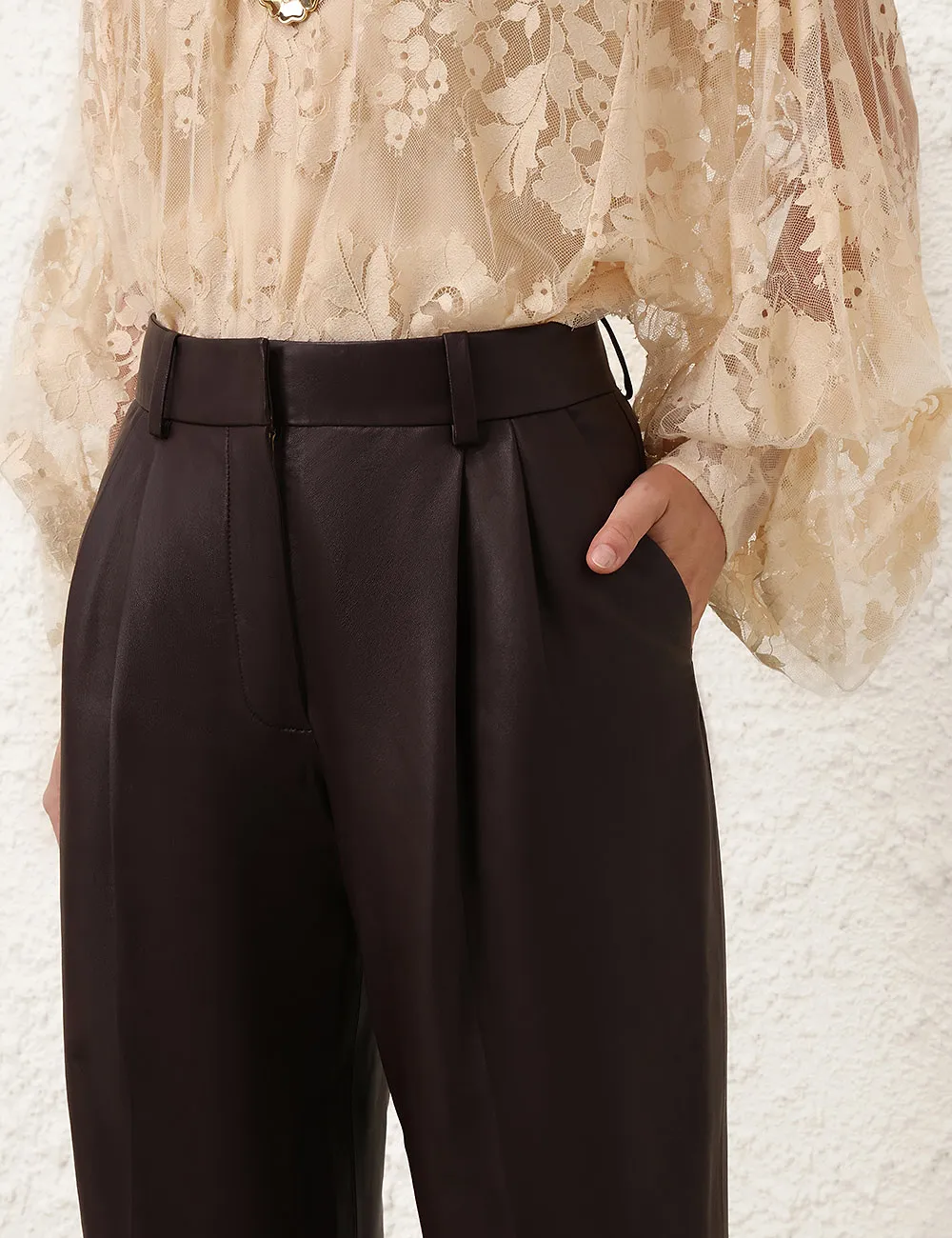 Zimmermann Illustration Wide-Leg Leather Pants