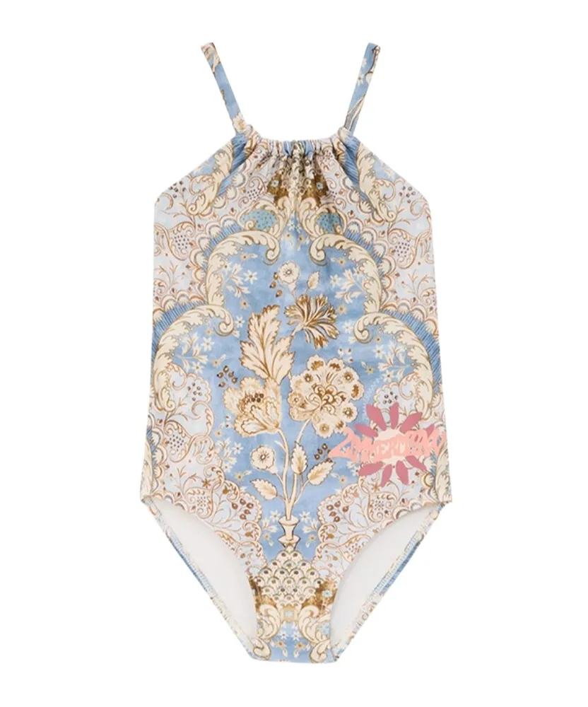 Zimmermann Kids Daylight Gathered 1Pc Swimsuit