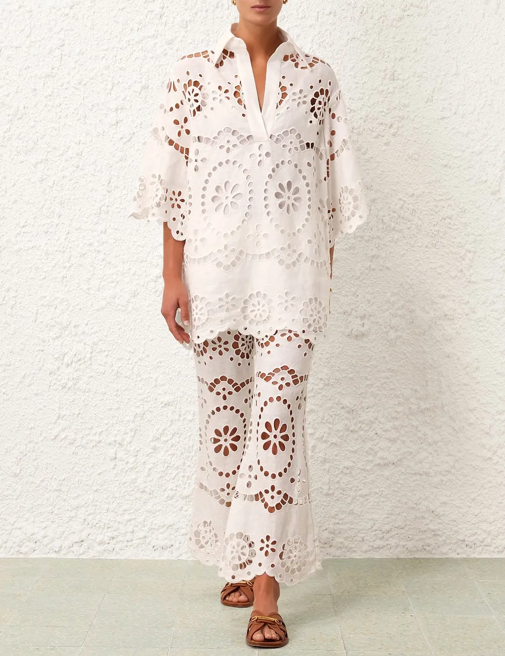 Zimmermann Lexi Embroidered Flare Pants