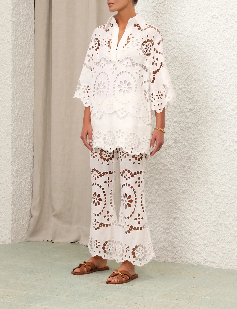 Zimmermann Lexi Embroidered Flare Pants