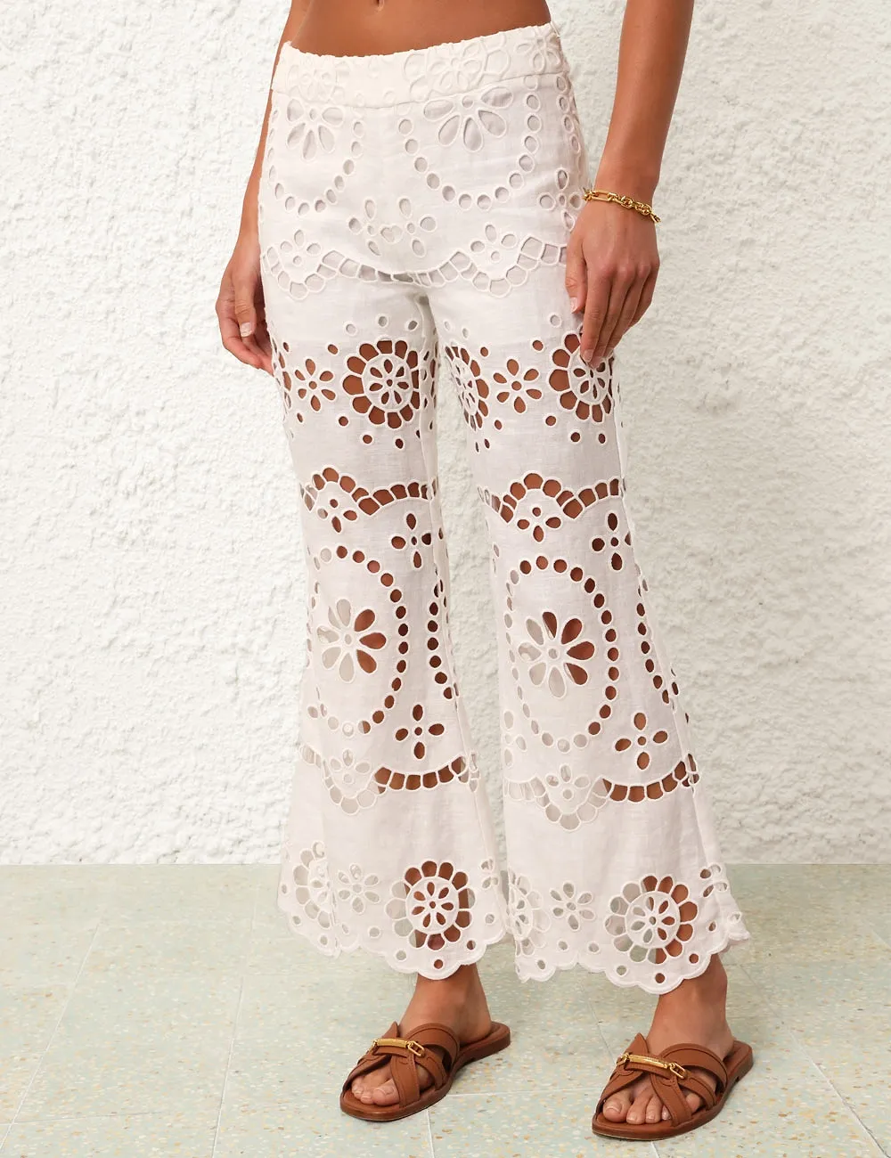 Zimmermann Lexi Embroidered Flare Pants