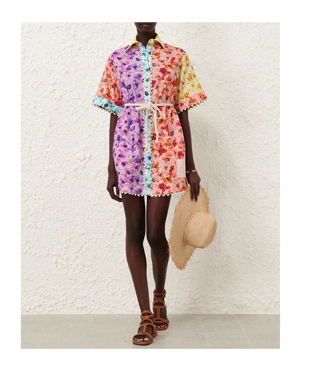 Zimmermann Lightburst Trimmed Shirt Dress