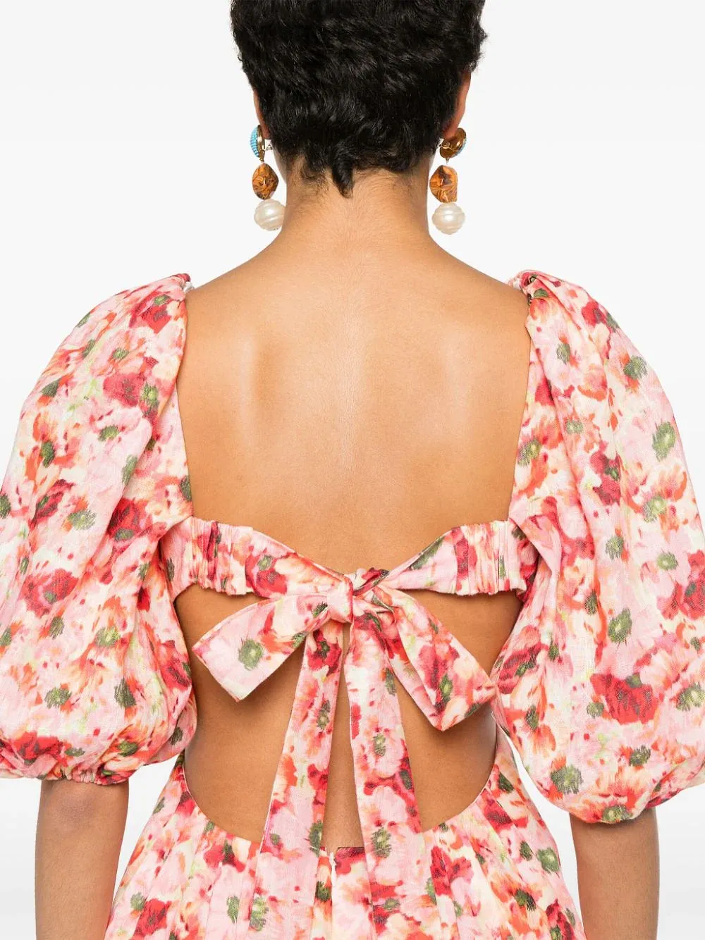 Zimmermann Lightburst Floral-Printed Square Neck Mini Dress