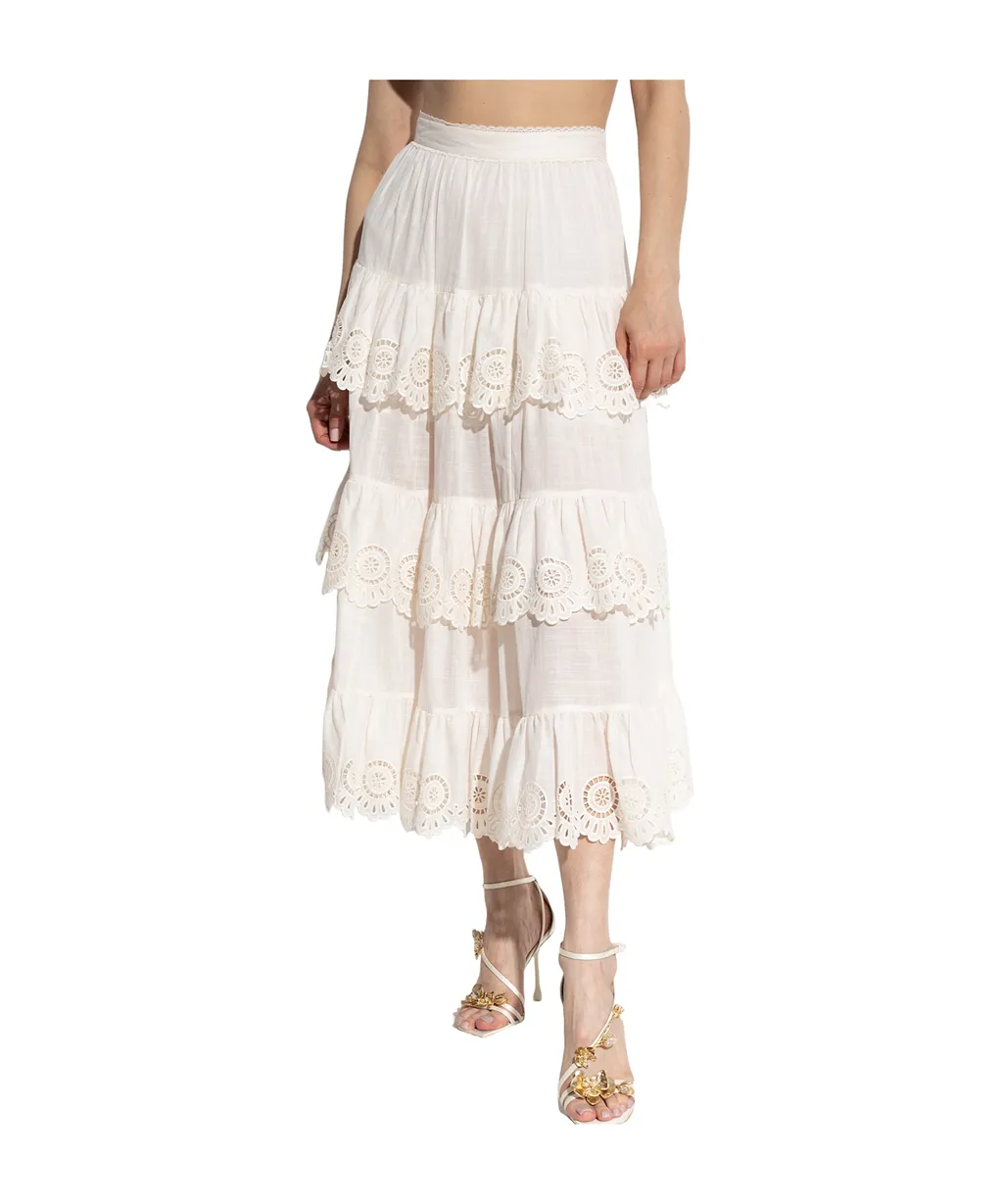 Zimmermann Lucky Embroidered Midi Skirt