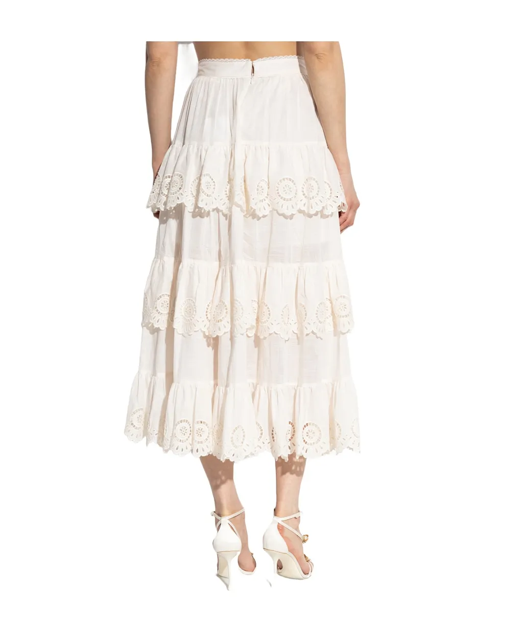 Zimmermann Lucky Embroidered Midi Skirt