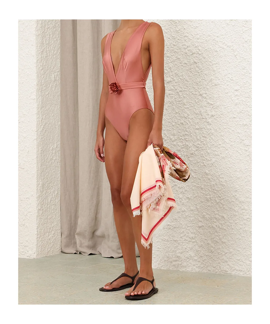 Zimmermann Lucky Plunge Flower 1Pc Swimsuit
