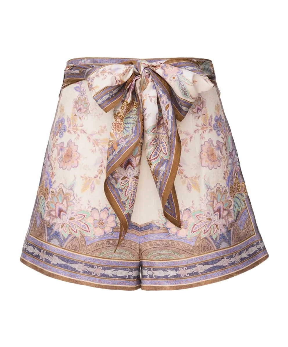 Zimmermann Luna Scarf-Tie Printed Shorts