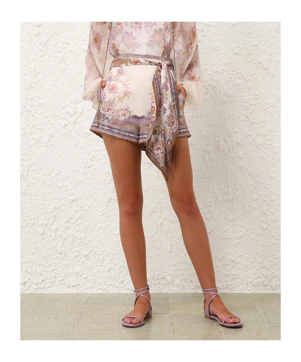 Zimmermann Luna Scarf-Tie Printed Shorts