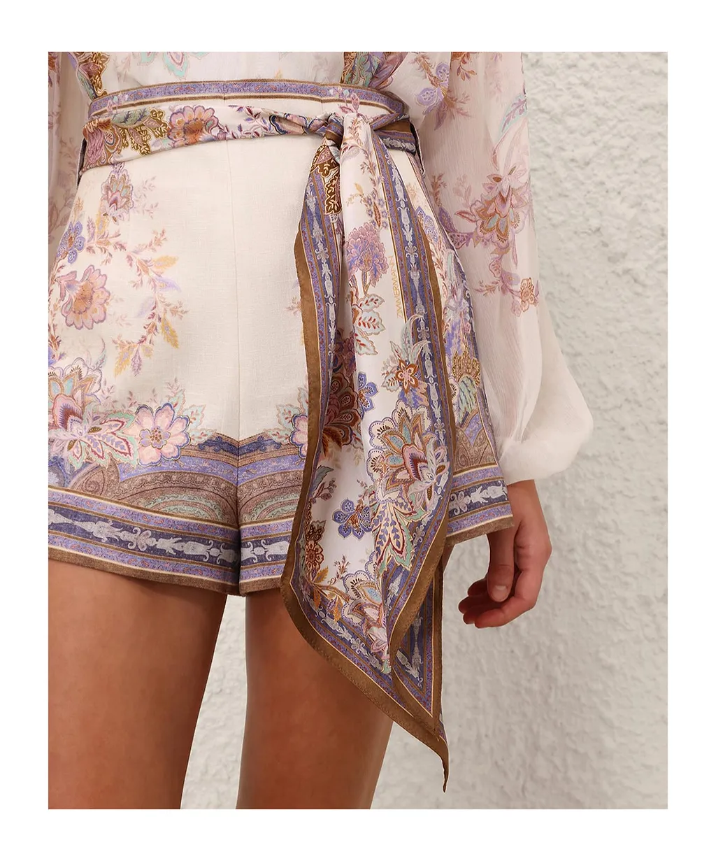 Zimmermann Luna Scarf-Tie Printed Shorts