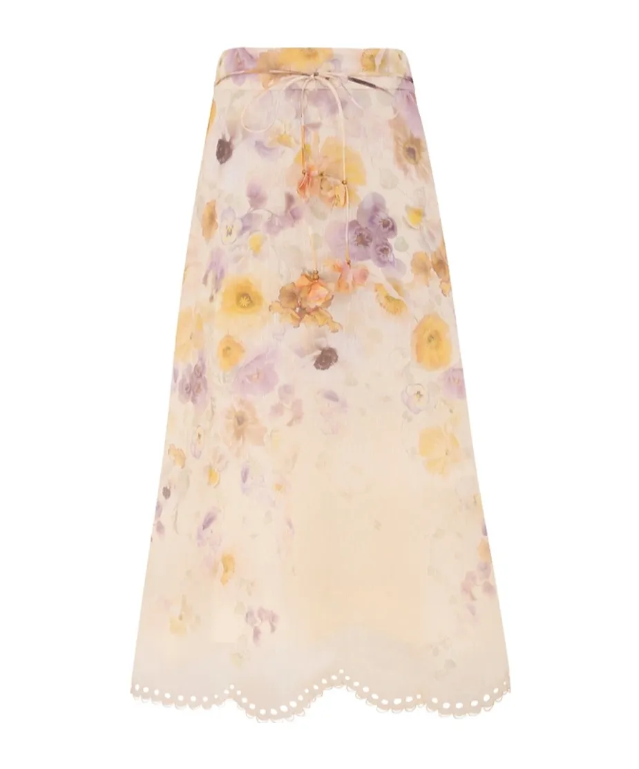 Zimmermann Memento Embroidered Midi Skirt