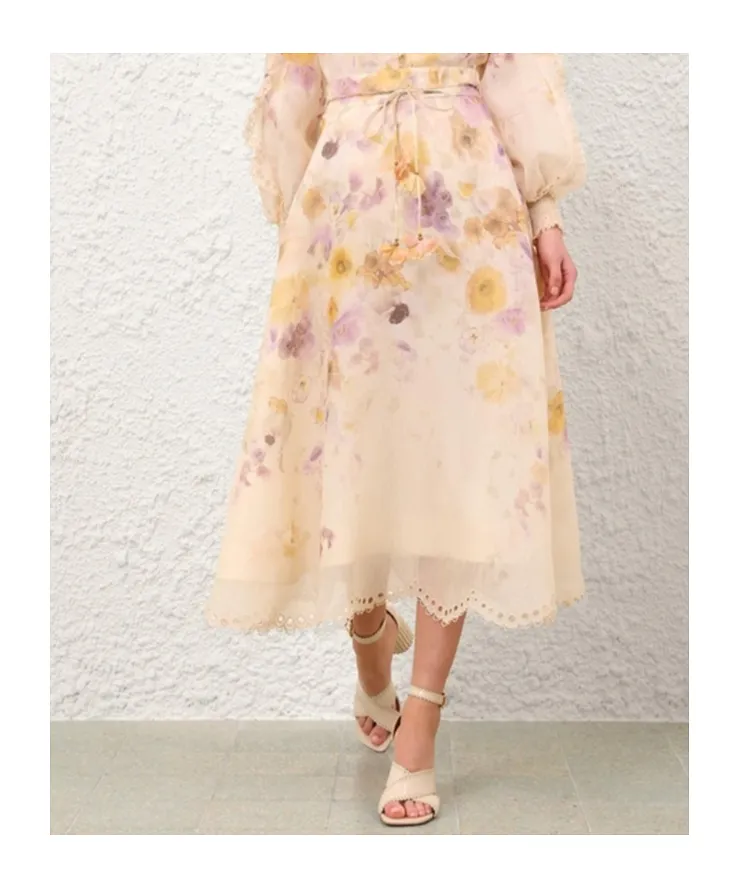 Zimmermann Memento Embroidered Midi Skirt