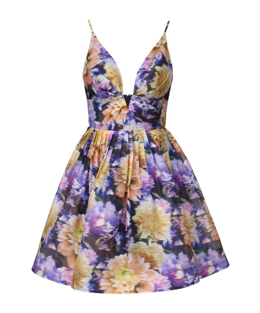 Zimmermann Pleated Floral Mini Dress