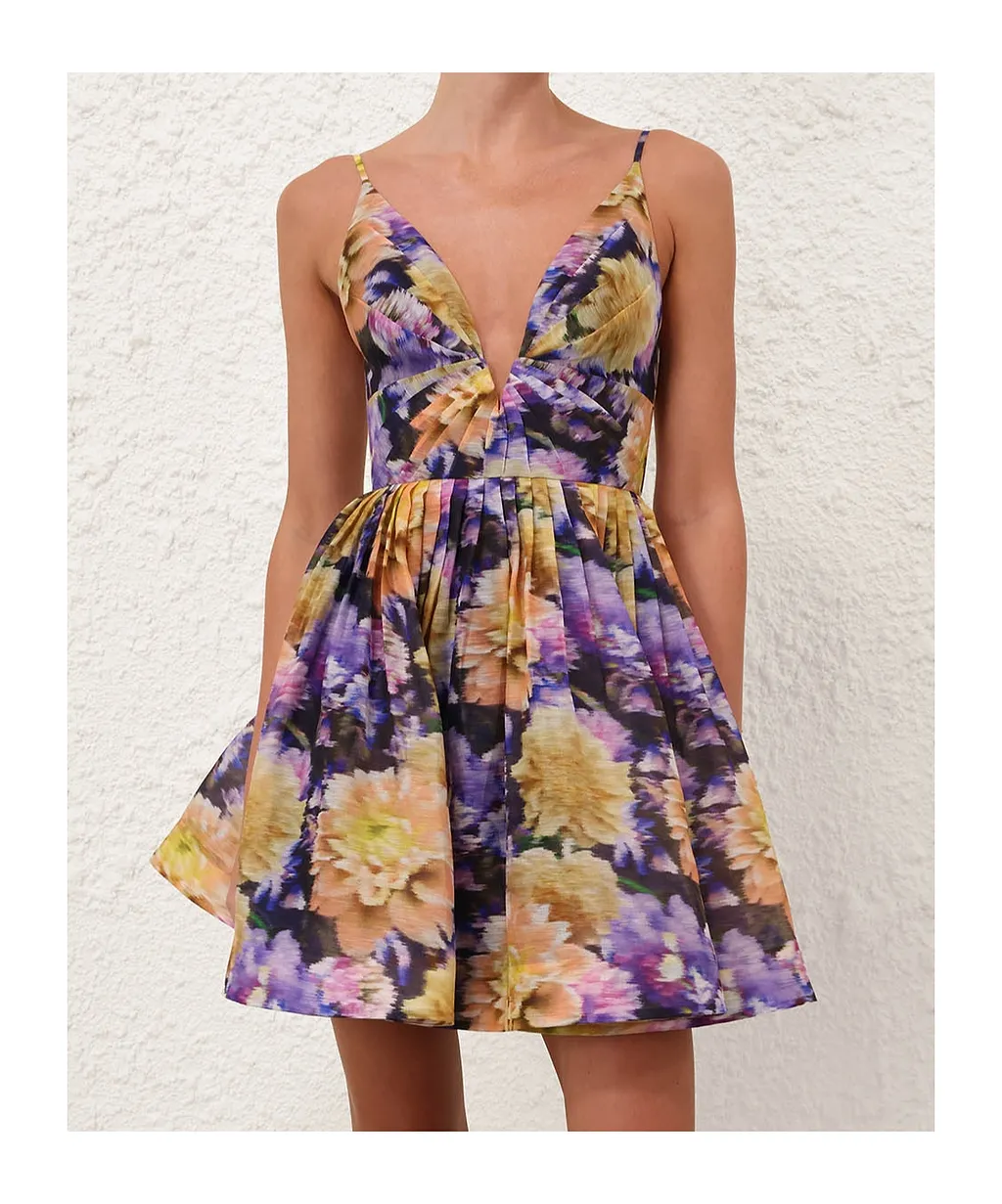 Zimmermann Pleated Floral Mini Dress