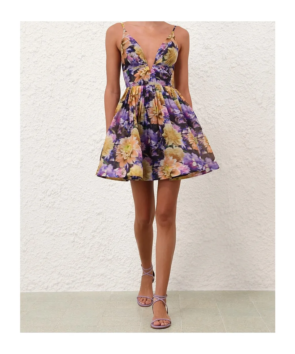 Zimmermann Pleated Floral Mini Dress