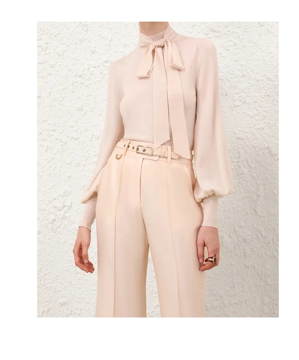 Zimmermann Pussybow Necktie Detailed Knitted Top