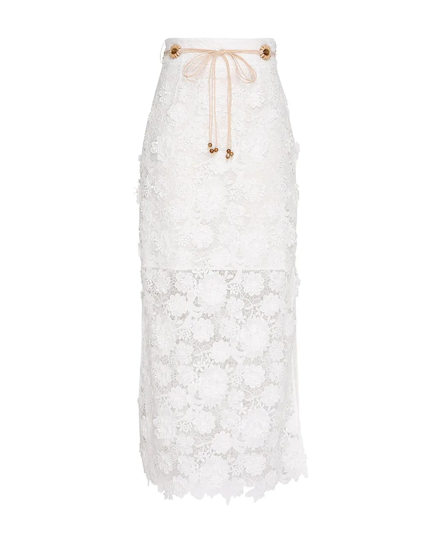 Zimmermann Raie Lace Flower Detailed Skirt