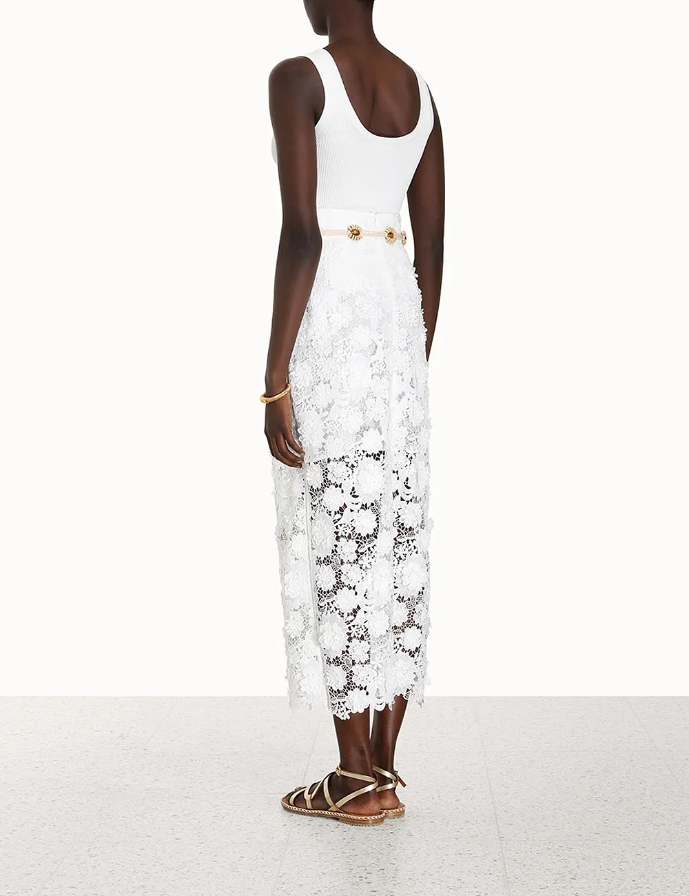 Zimmermann Raie Lace Flower Detailed Skirt