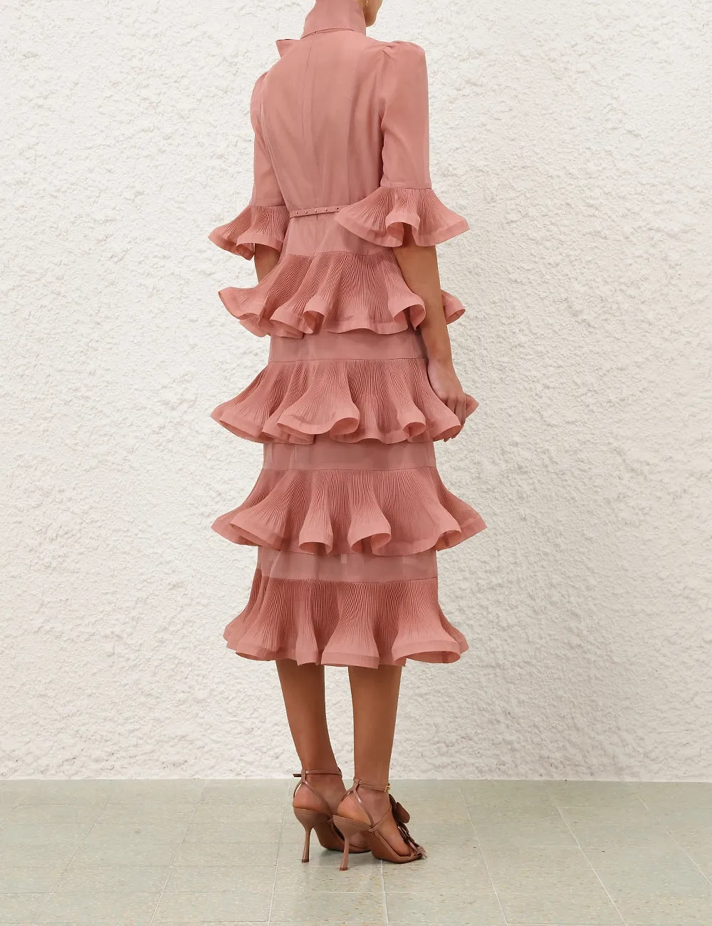 Zimmermann Pleated Sleeved Midi Dress