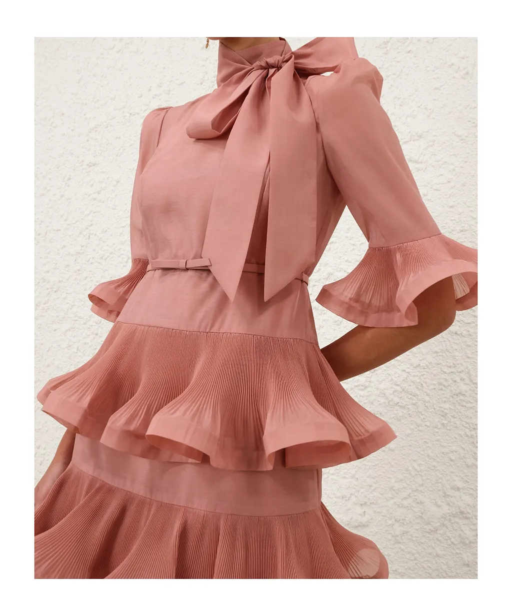 Zimmermann Pleated Sleeved Midi Dress