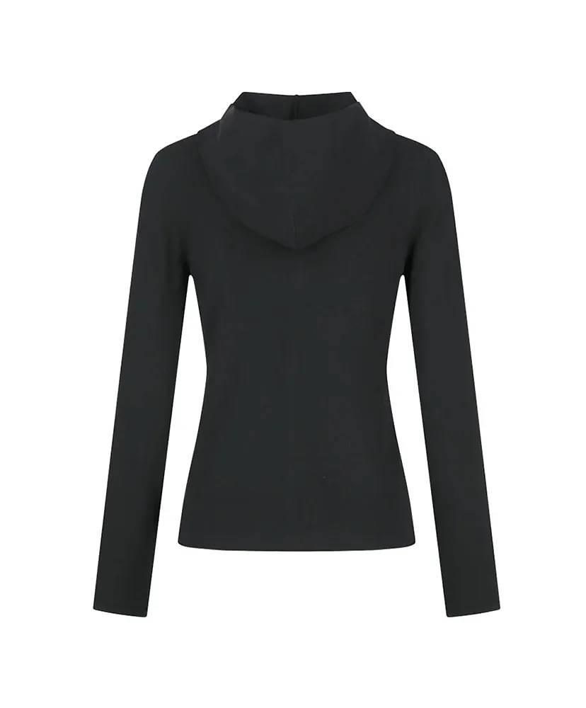 Half Zip-Up Knit Hoodie