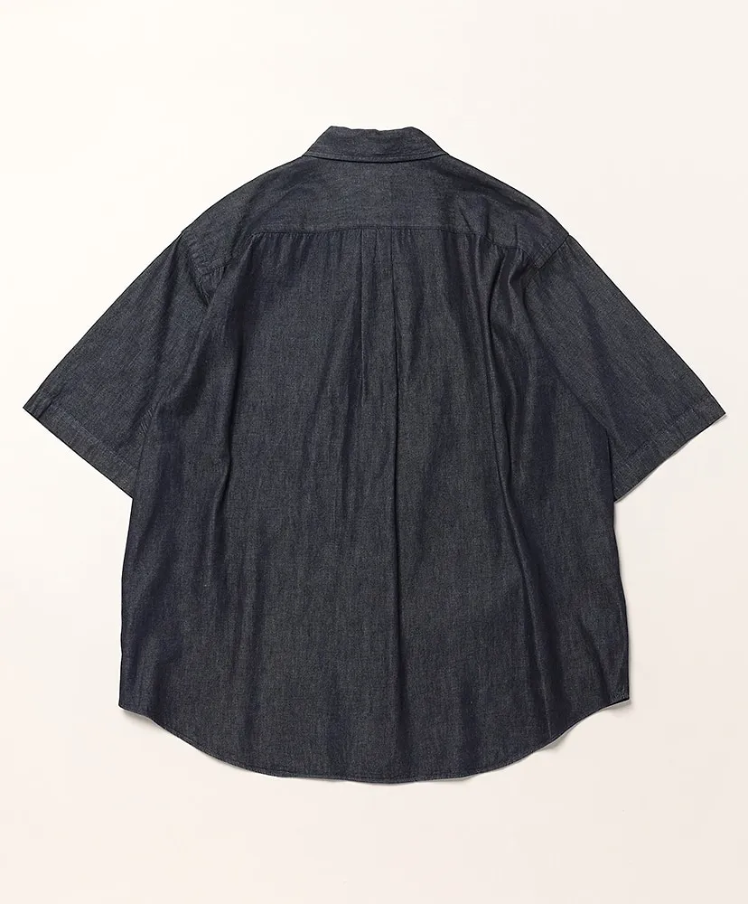 Denim Dungaree Short Sleeve Button-Down Shirt