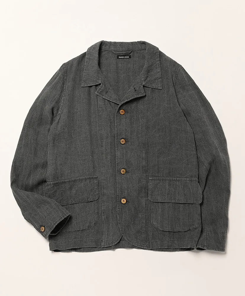 Natural Dyed Herringbone Linen Jacket
