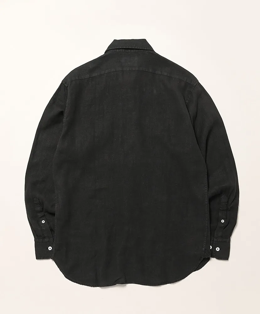 Linen Garment Dyed Reg Coller Shirts With 2 Pocket