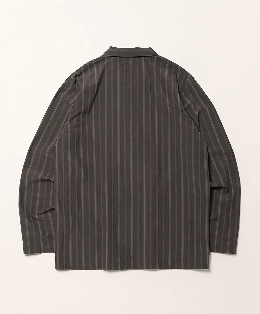 Washed Organic Cotton Open Collar Shirt Jacket + Side Pockets