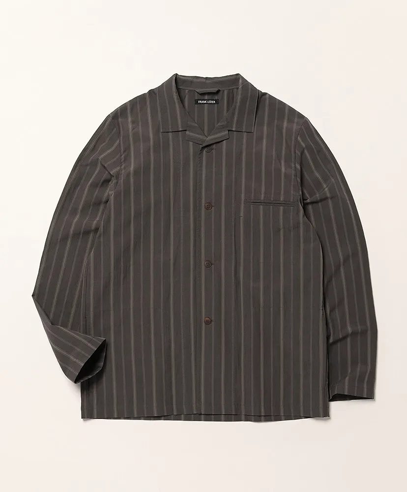 Washed Organic Cotton Open Collar Shirt Jacket + Side Pockets