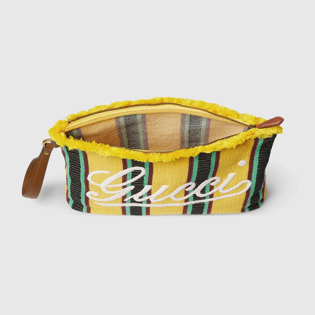 Large Embroidered Canvas Pouch