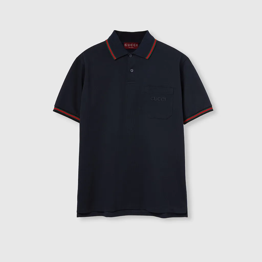 Embroidered Stretch Cotton Polo Shirt