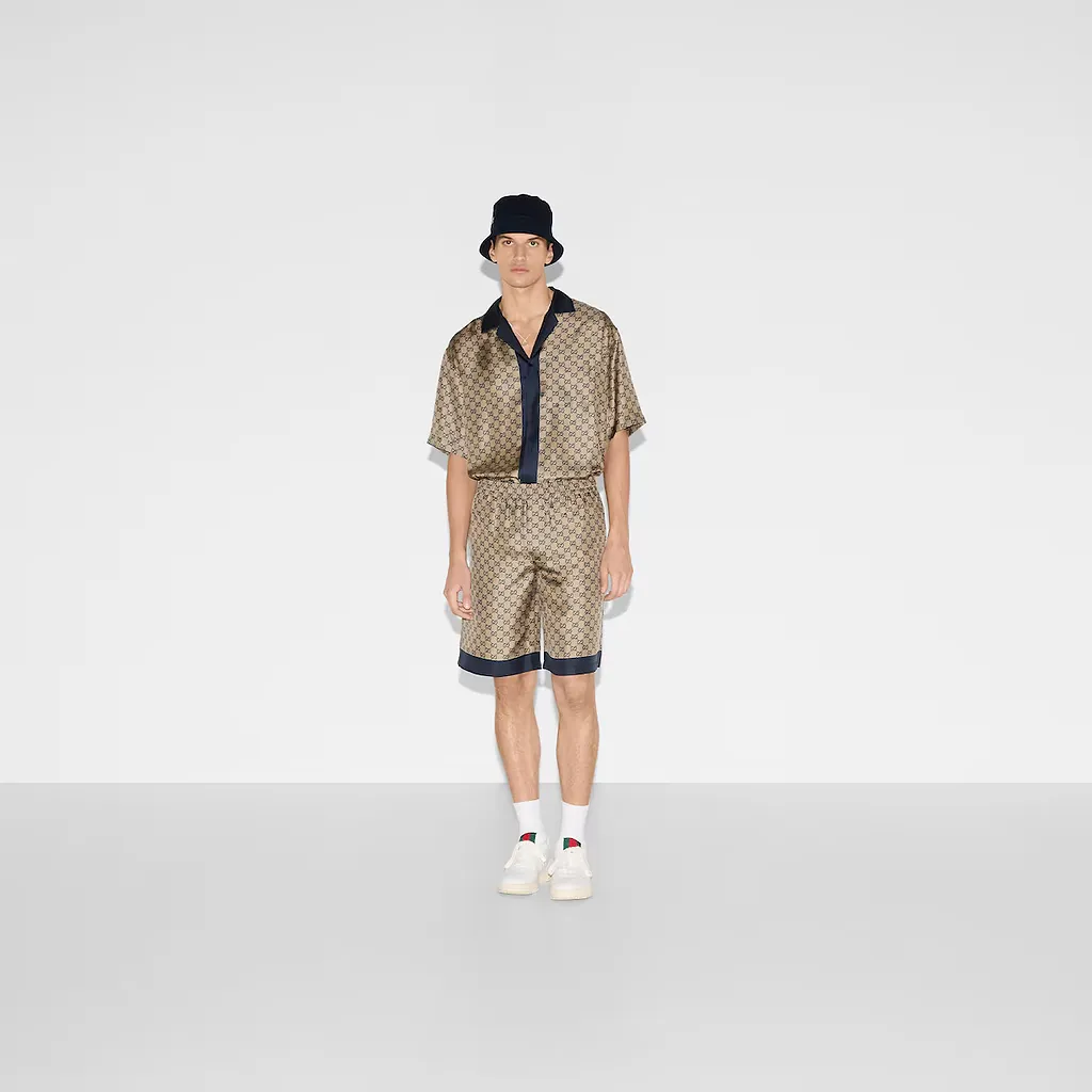 Printed Silk Twill Shorts