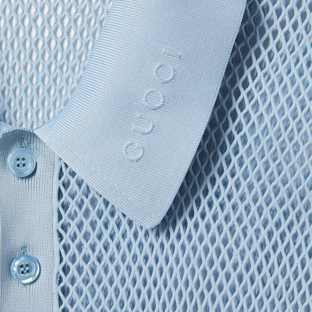 Embossed Technical Mesh Polo Top