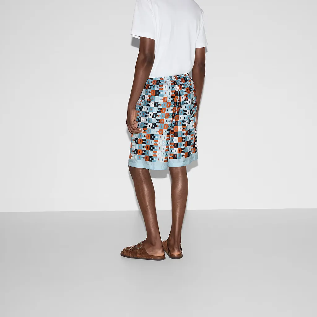 Printed Silk Twill Shorts