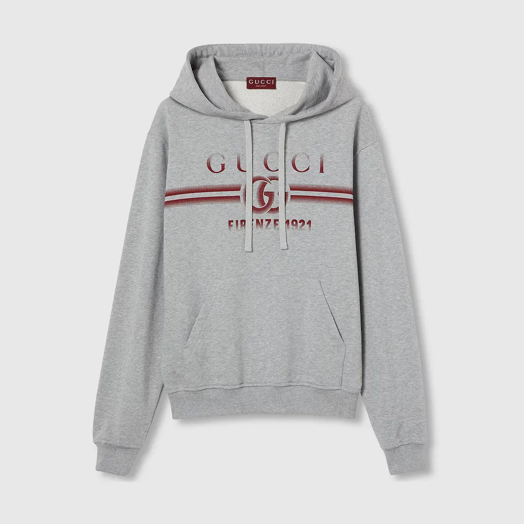 Printed Cotton Jersey Hooded Sweatshirt