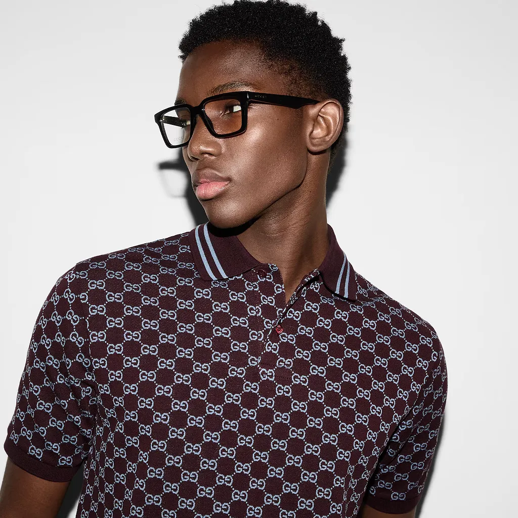 Gg Cotton Piquet Jacquard Polo Shirt