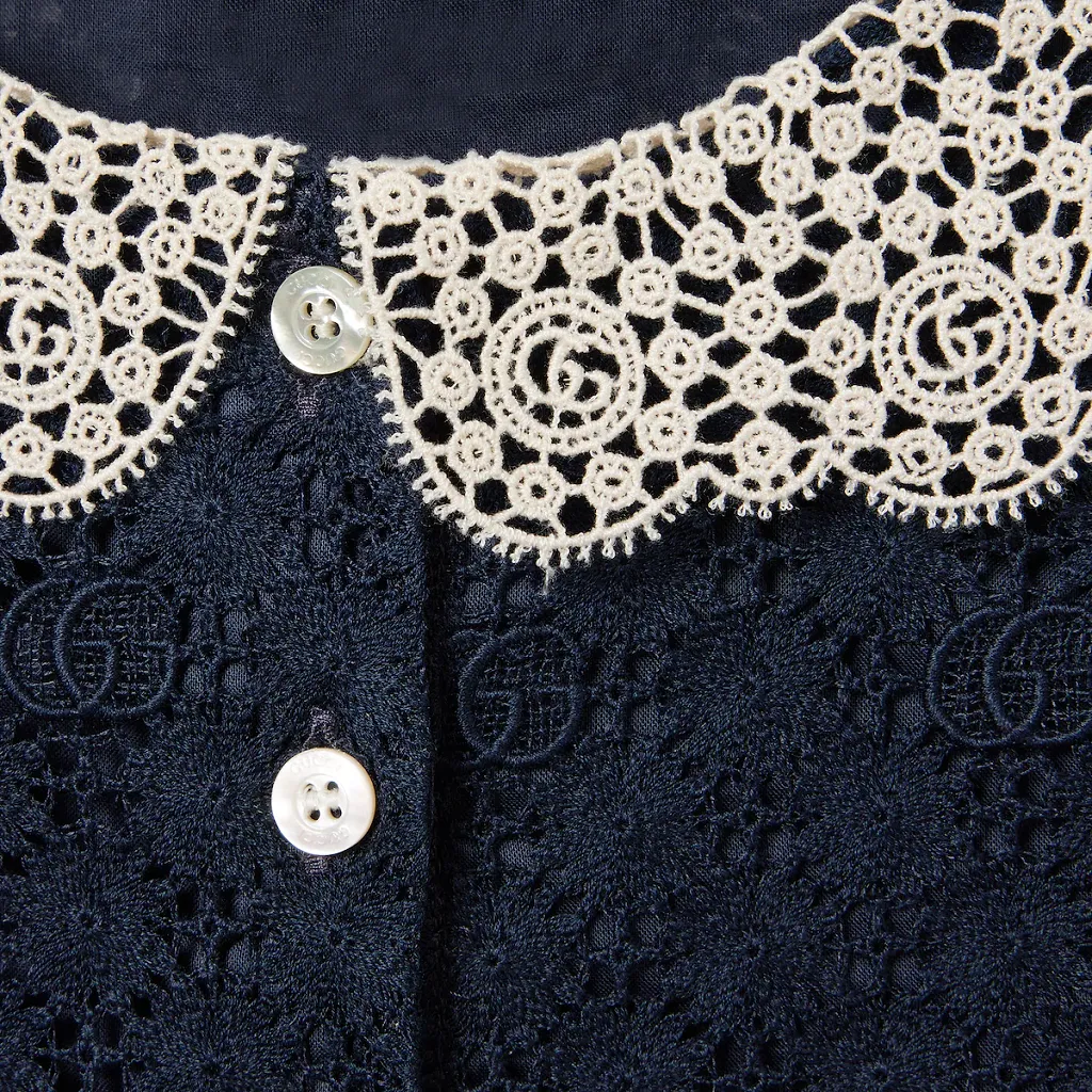 Children's Double G Floral Lace Dress