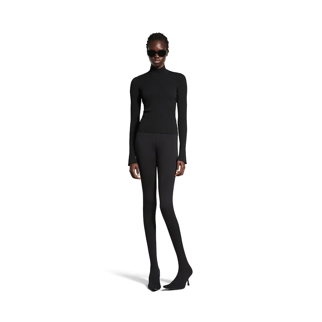 Lace-Up Fitted Turtleneck