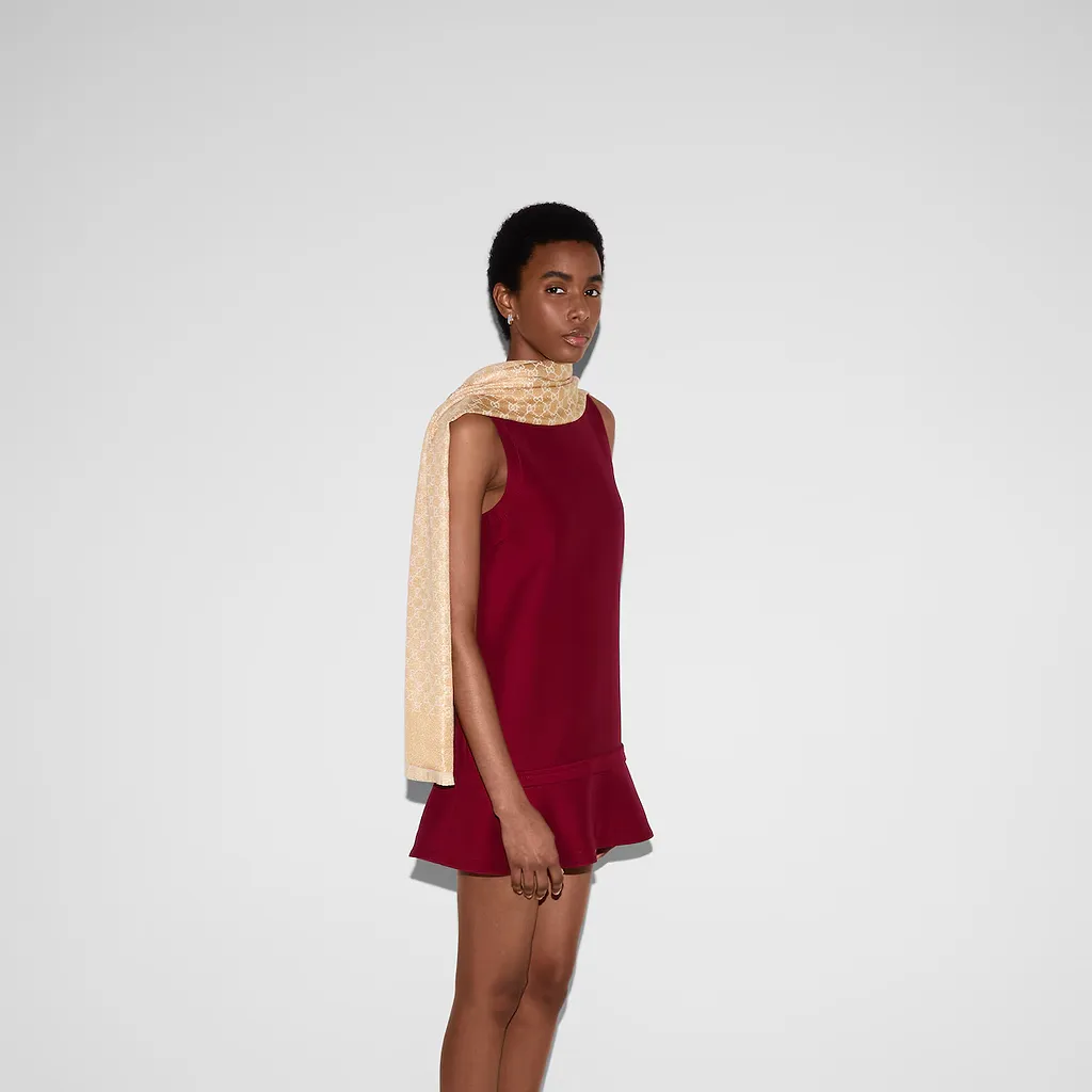 Gg Jacquard Wool Silk Lamé Shawl